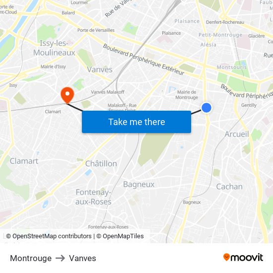 Montrouge to Vanves map