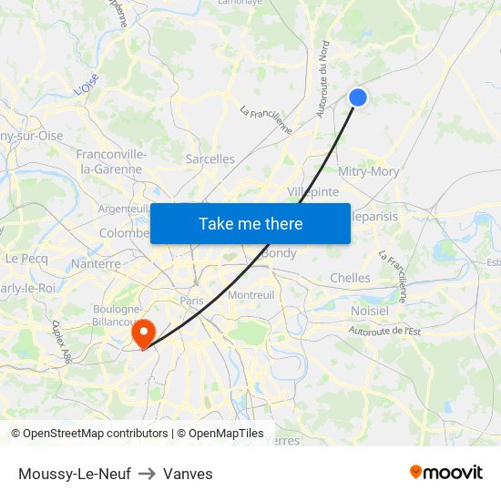 Moussy-Le-Neuf to Vanves map