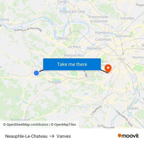 Neauphle-Le-Chateau to Vanves map