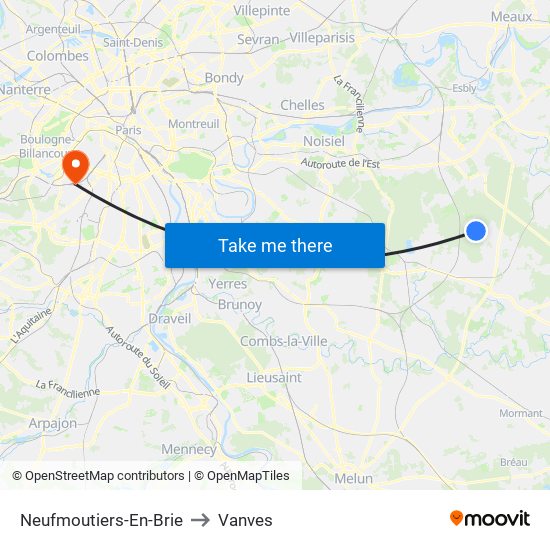 Neufmoutiers-En-Brie to Vanves map