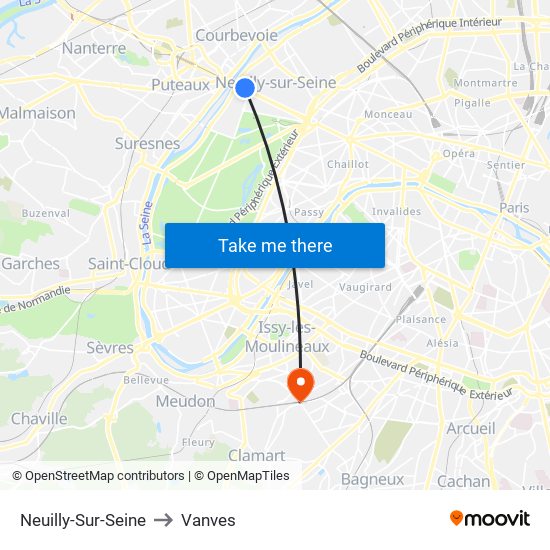 Neuilly-Sur-Seine to Vanves map