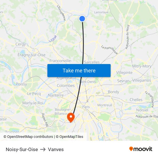 Noisy-Sur-Oise to Vanves map