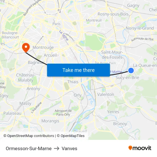 Ormesson-Sur-Marne to Vanves map