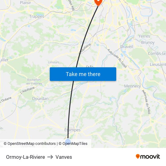Ormoy-La-Riviere to Vanves map