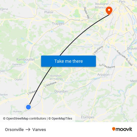 Orsonville to Vanves map