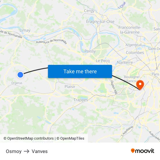 Osmoy to Vanves map
