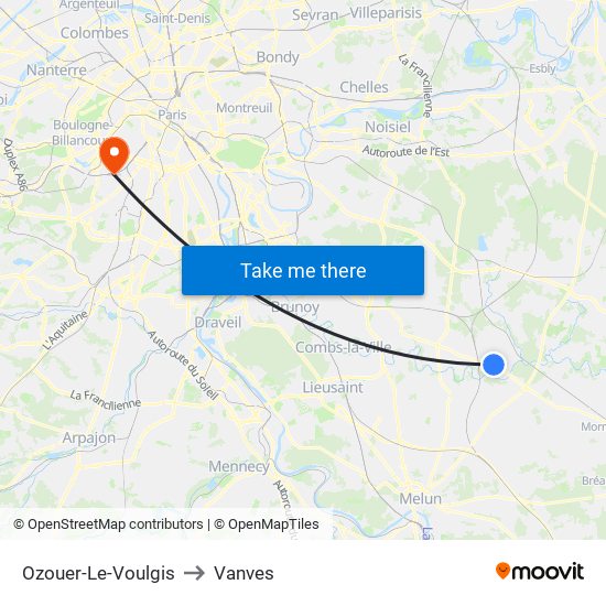 Ozouer-Le-Voulgis to Vanves map