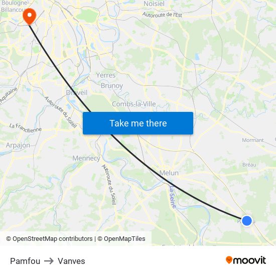 Pamfou to Vanves map