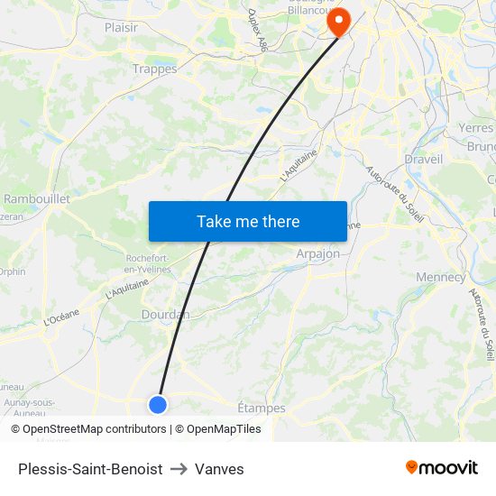 Plessis-Saint-Benoist to Vanves map