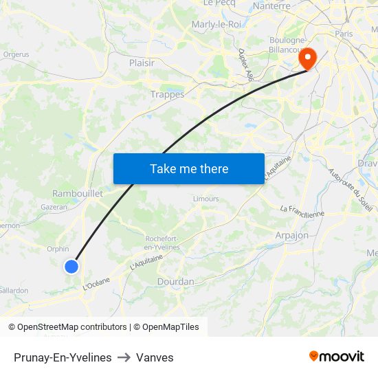 Prunay-En-Yvelines to Vanves map
