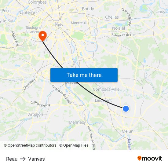 Reau to Vanves map