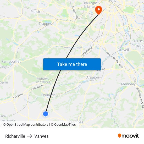 Richarville to Vanves map