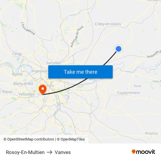 Rosoy-En-Multien to Vanves map