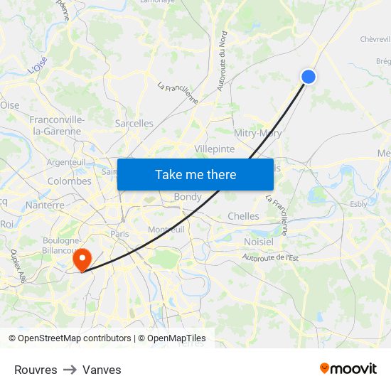 Rouvres to Vanves map