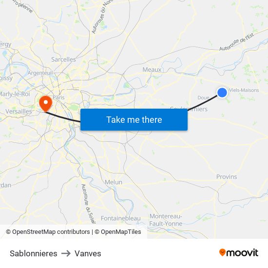 Sablonnieres to Vanves map