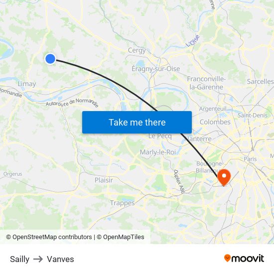 Sailly to Vanves map