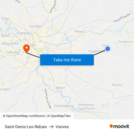 Saint-Denis-Les-Rebais to Vanves map