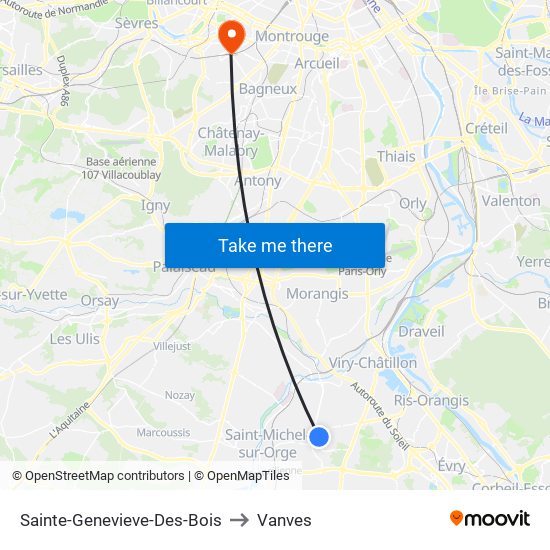 Sainte-Genevieve-Des-Bois to Vanves map