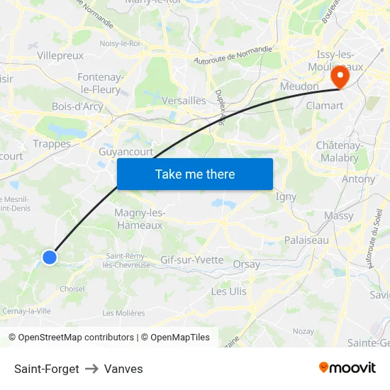 Saint-Forget to Vanves map