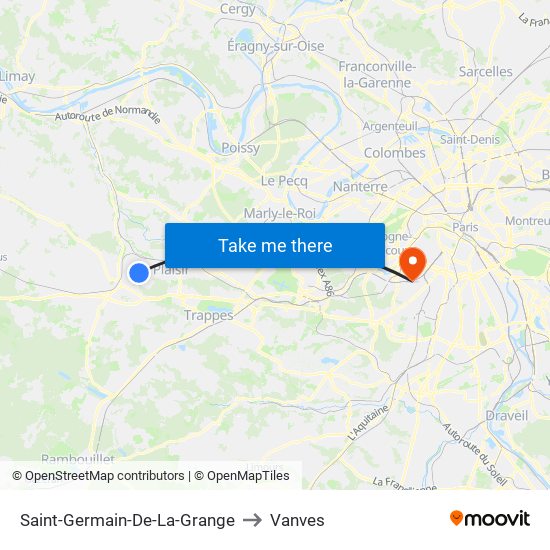 Saint-Germain-De-La-Grange to Vanves map