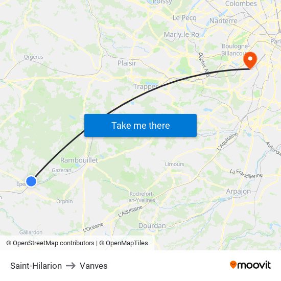 Saint-Hilarion to Vanves map