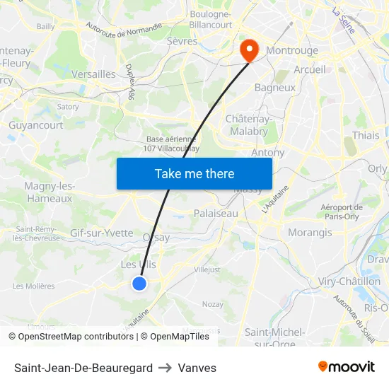 Saint-Jean-De-Beauregard to Vanves map