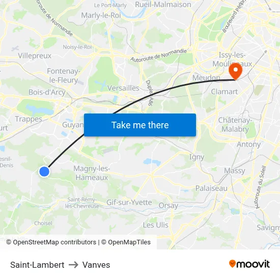 Saint-Lambert to Vanves map
