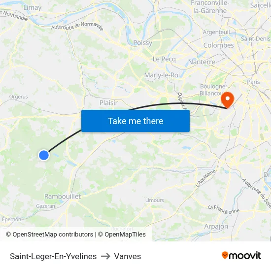 Saint-Leger-En-Yvelines to Vanves map