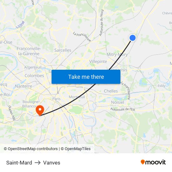 Saint-Mard to Vanves map