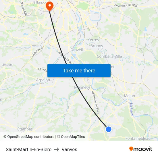 Saint-Martin-En-Biere to Vanves map