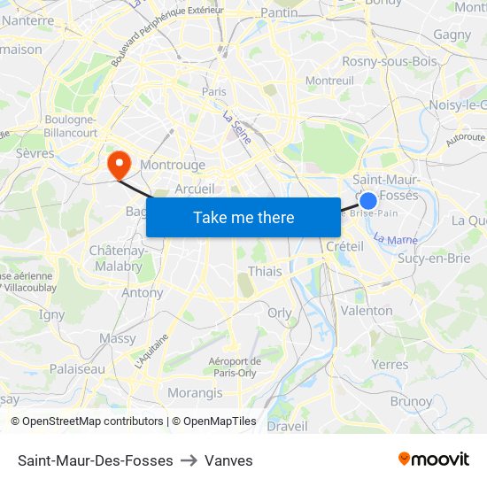Saint-Maur-Des-Fosses to Vanves map