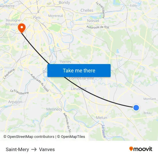 Saint-Mery to Vanves map