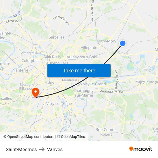 Saint-Mesmes to Vanves map