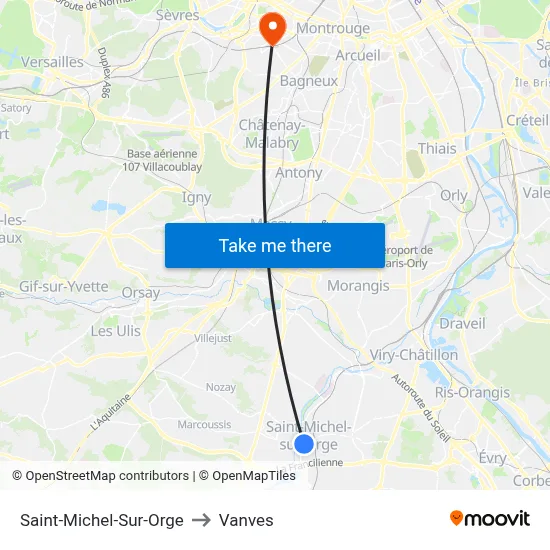 Saint-Michel-Sur-Orge to Vanves map