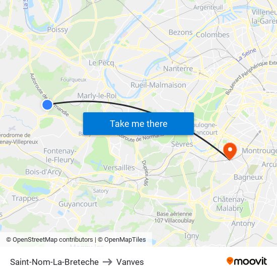 Saint-Nom-La-Breteche to Vanves map