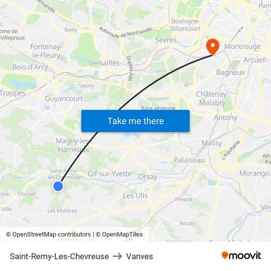 Saint-Remy-Les-Chevreuse to Vanves map