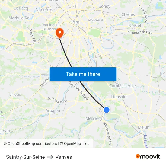 Saintry-Sur-Seine to Vanves map