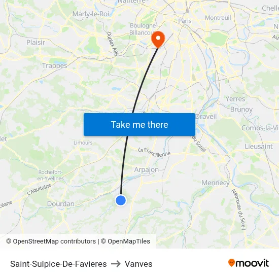 Saint-Sulpice-De-Favieres to Vanves map