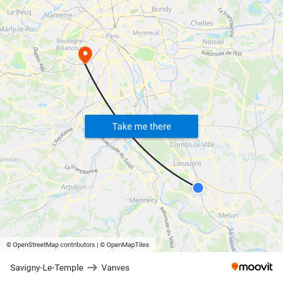 Savigny-Le-Temple to Vanves map