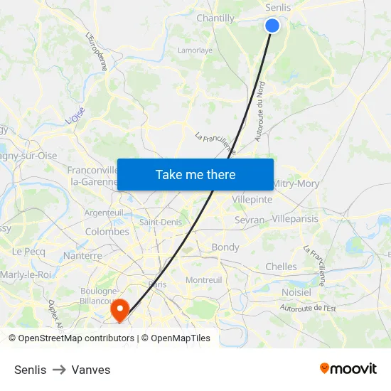 Senlis to Vanves map