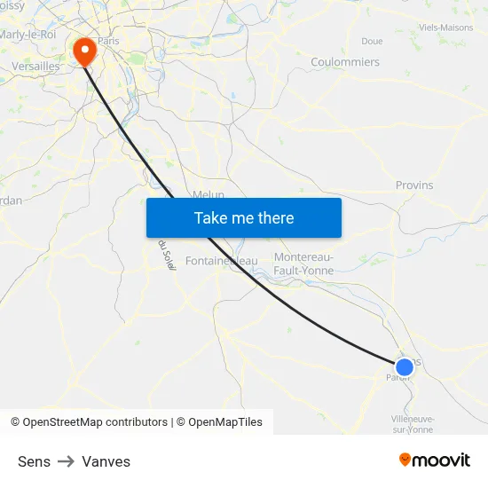 Sens to Vanves map