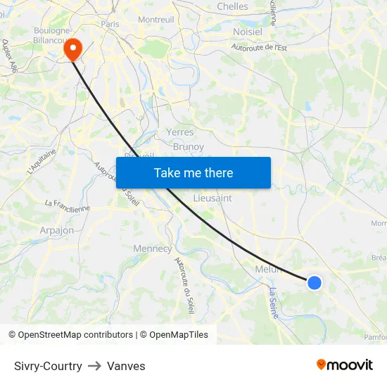 Sivry-Courtry to Vanves map