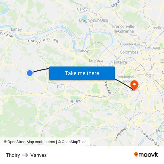 Thoiry to Vanves map