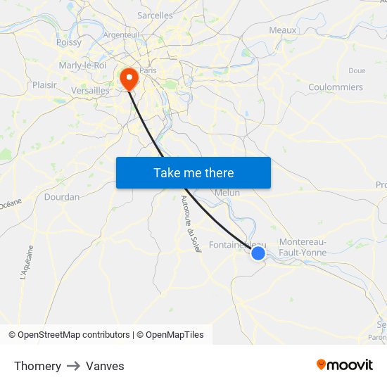 Thomery to Vanves map