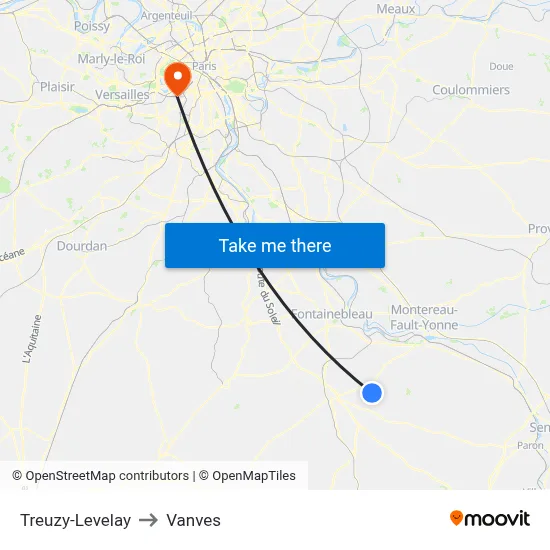 Treuzy-Levelay to Vanves map