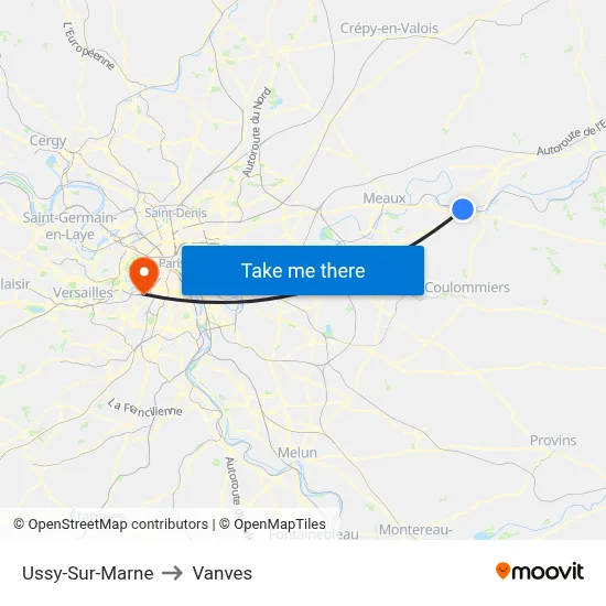 Ussy-Sur-Marne to Vanves map