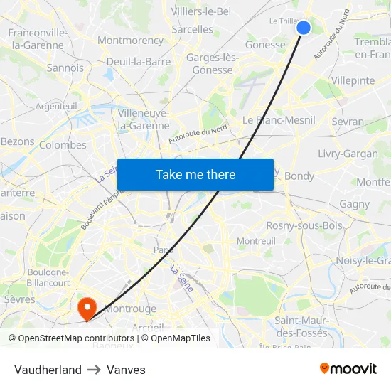Vaudherland to Vanves map