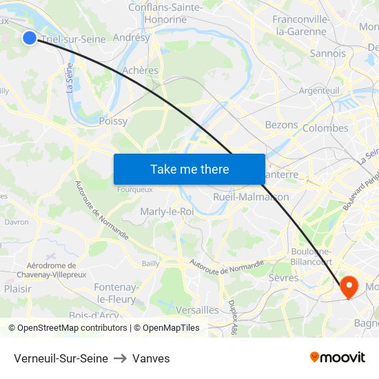 Verneuil-Sur-Seine to Vanves map