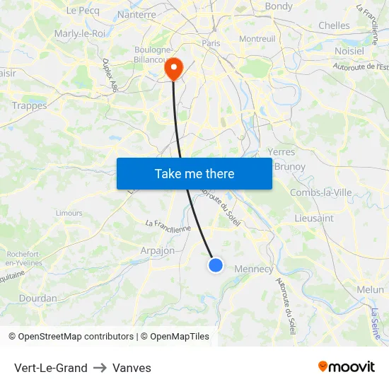Vert-Le-Grand to Vanves map