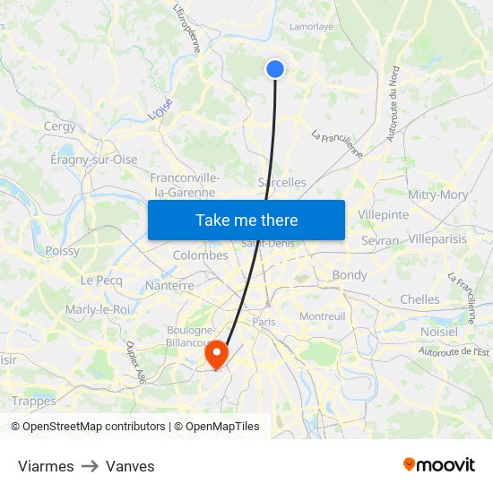 Viarmes to Vanves map